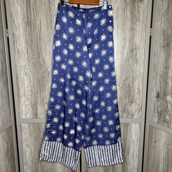 Cloe Cassandro Palazzo Wide Leg Pants Satin Silk Cotton Designer Size S - Picture 1 of 8